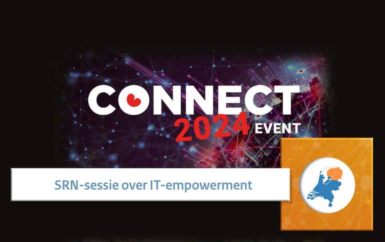 Beeld van het logo van het Connect 2024-event met daarbij de tekst 'SRN-sessie over IT-empowerment'